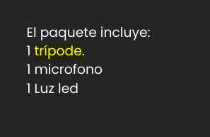 Set grabación móvil 3 en 1 (trípode + micro + luz)