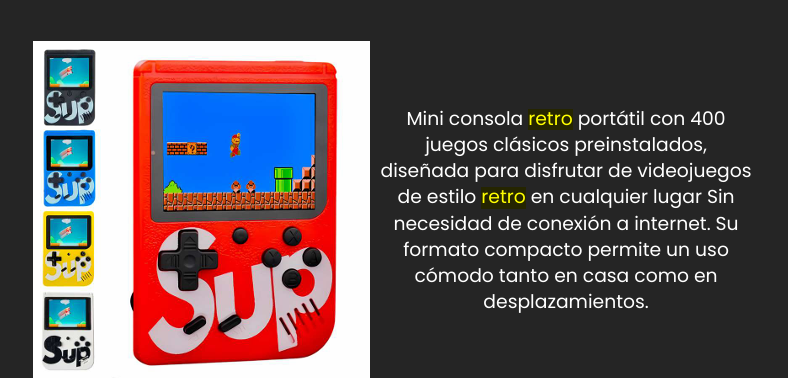 Consola Retro portátil 400 juegos